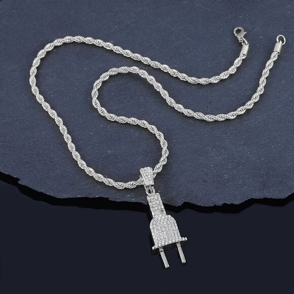 Silver Plug Necklace - Picture 2 of 3